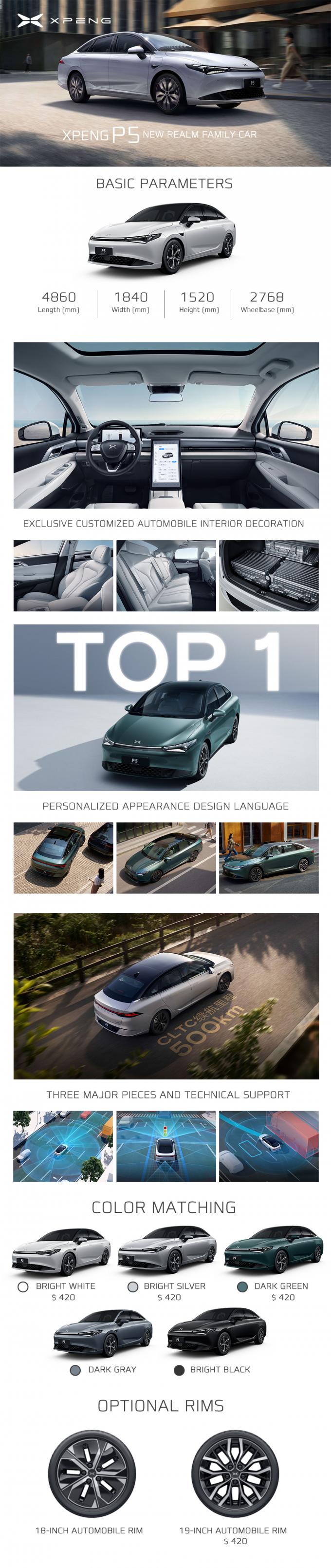 コンパクトセダン Xiaopeng P5 電動車 2024 FWD LFP バッテリー 5 ドア 5 シート 0